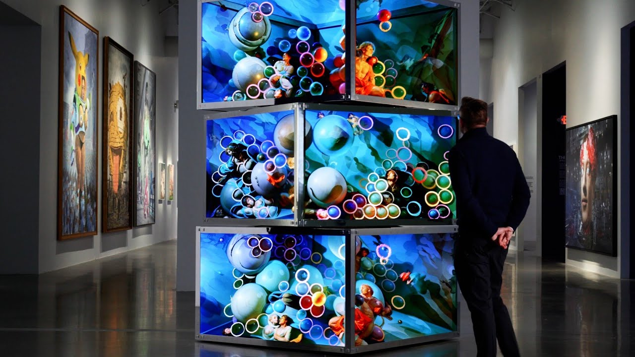 Beeple, DIFFUSE CONTROL, 2025. Kinetic sculpture, installation view at LACMA.