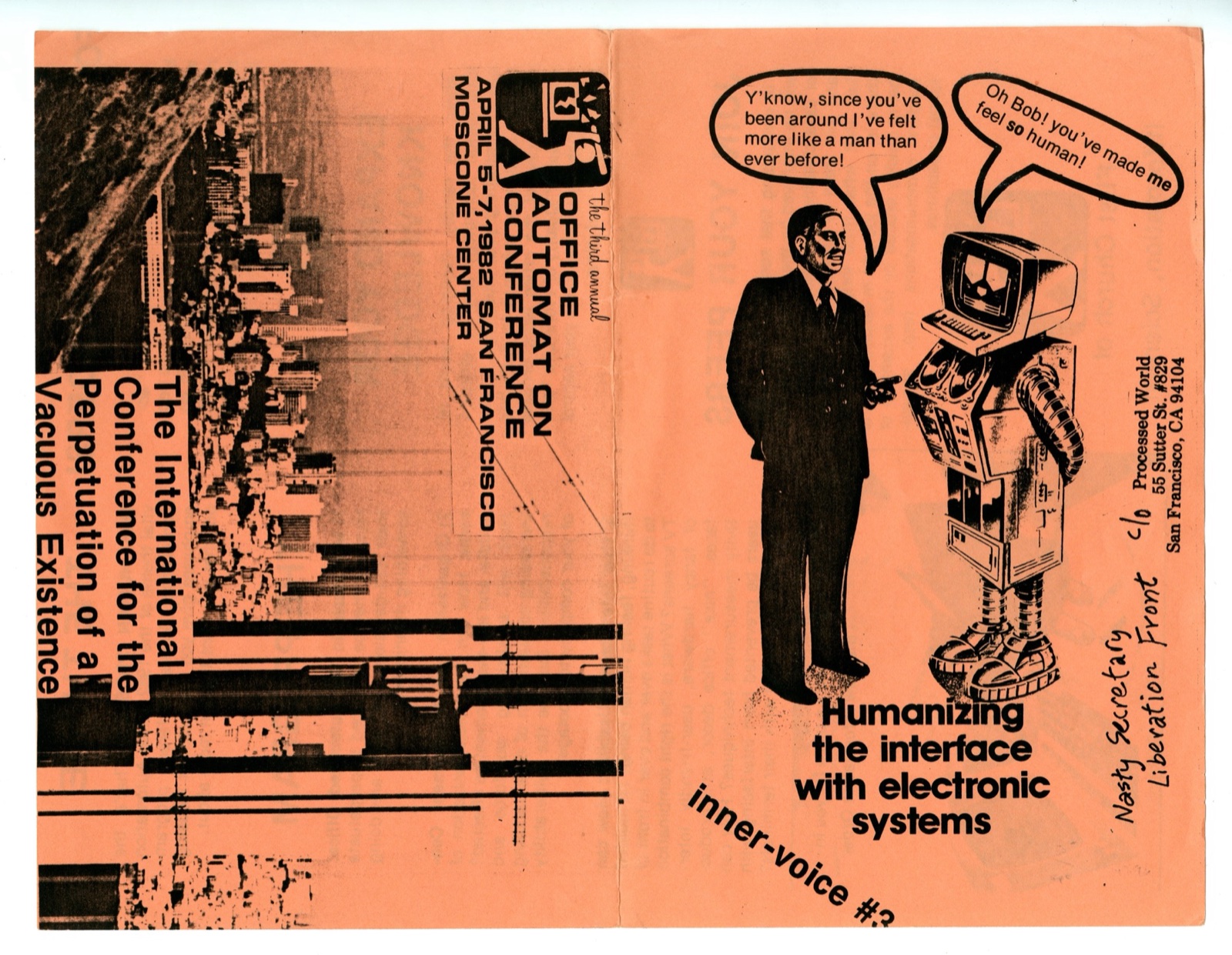 Flier — Third Annual Office Automation Conference (Processed World)