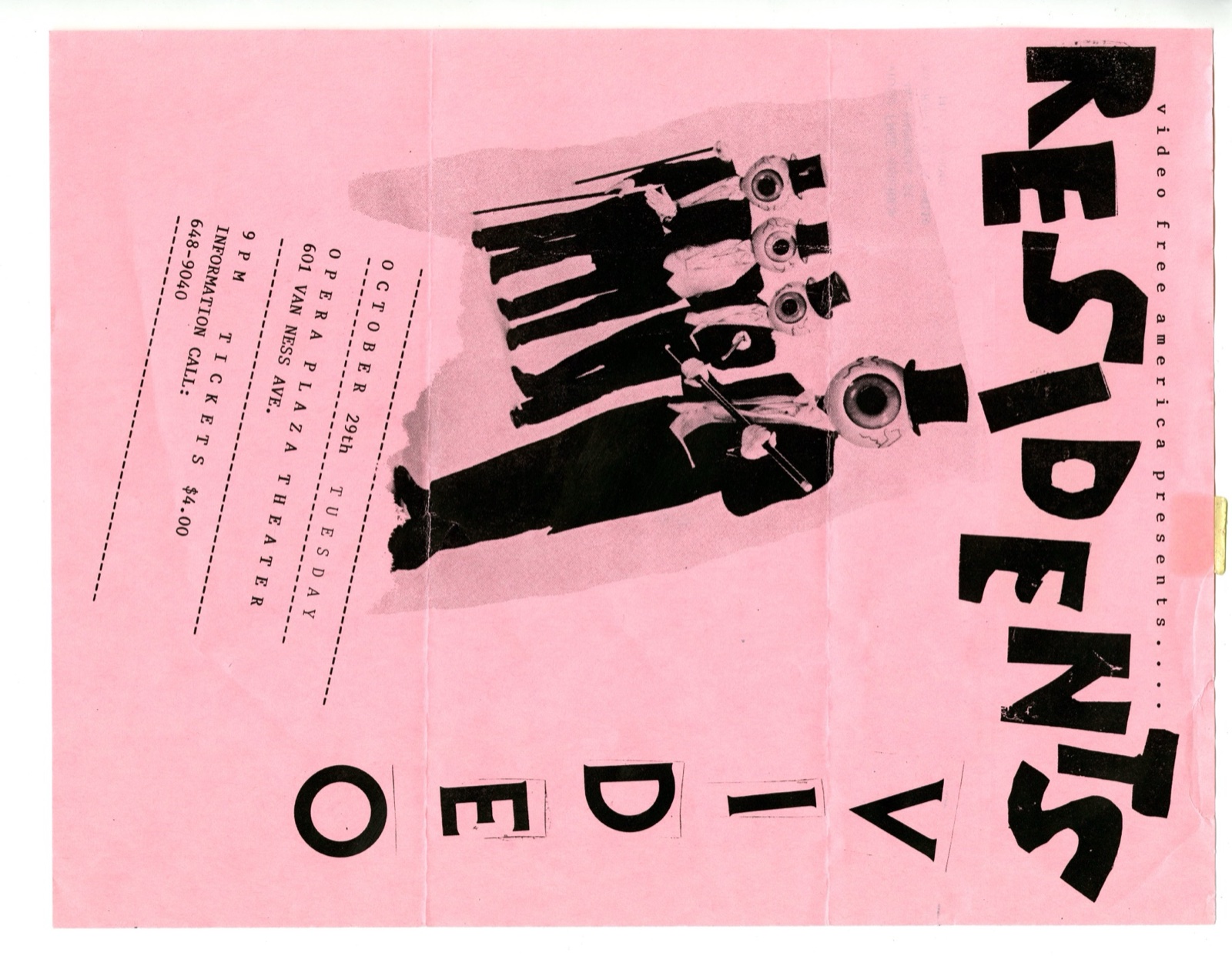 Flier — The Residents (Video Free America)