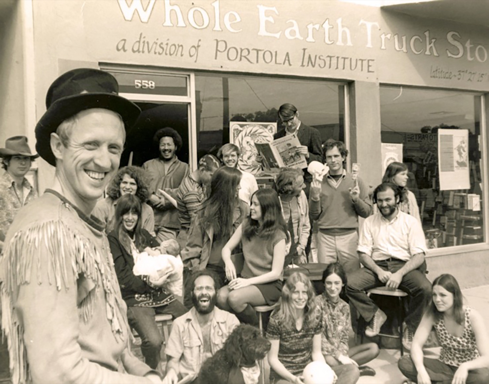 Stewart Brand at the Whole Earth Truck Store, August 1969 — courtesy Stewart Brand.