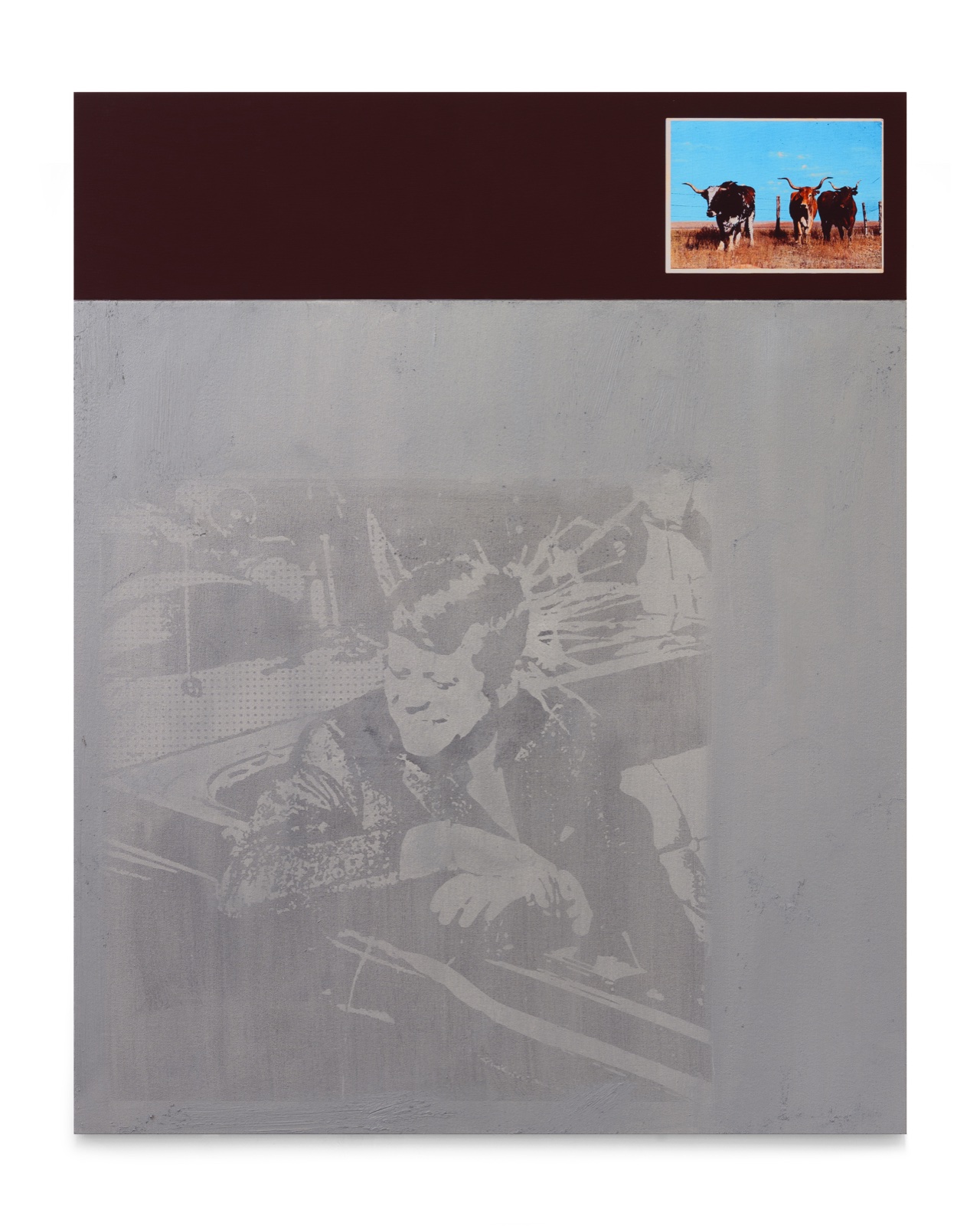 Matt McCormick, Bullet, 2026. Inkjet and oil on canvas, two panels.