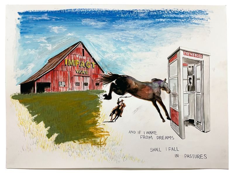 Matt McCormick, Has Gone, Goes and Will Go, 2020. Oil, watercolor, charcoal and ink on paper, 18 × 24 in.